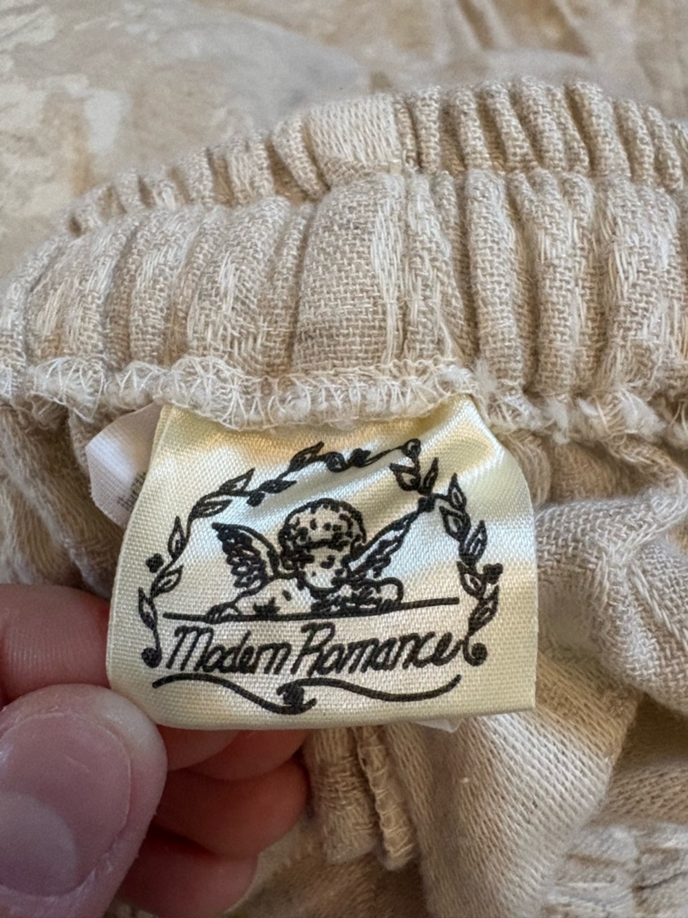 Vintage High-Waist Floral Linen-Blend Pants - Cream - Picture 5 of 5